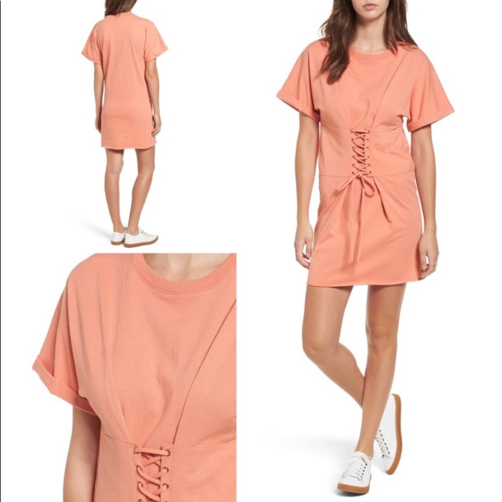 Nordstrom BP Coral Lace Up Corset T Shirt Dress
Small NWT - Picture 2 of 11